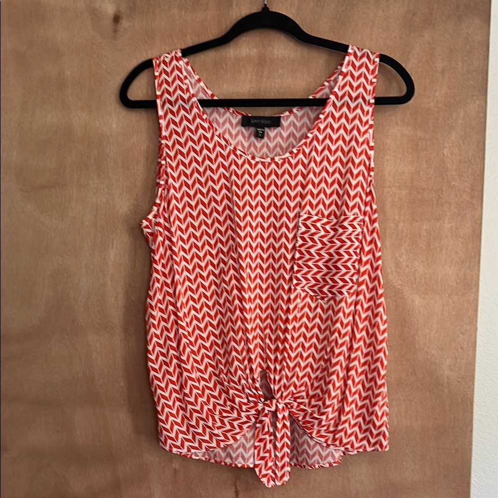 Chevron Patterned Sleeveless Top - Red